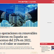 Las operaciones en renovables sufrieron en Espaa un descenso del 21% en 2022, pero el valor se mantuvo